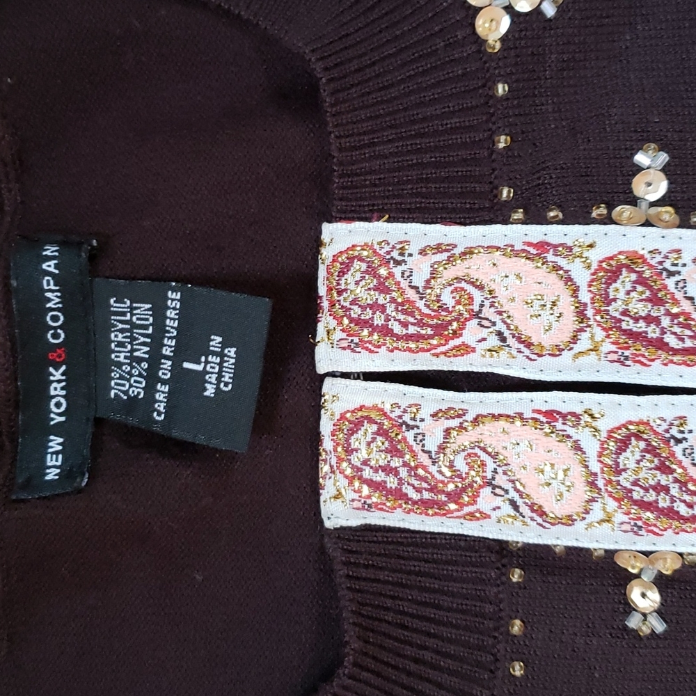 New York and Company embellished cardigan sweater 3/4 sleeves